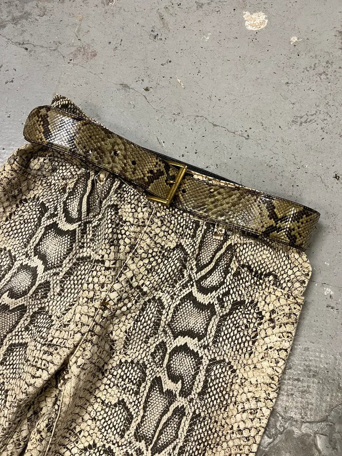 2000s Prada Genuine Python Olive Leather Belt eizLKno 0