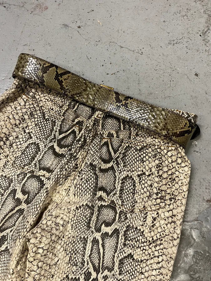 2000s Prada Genuine Python Olive Leather Belt eizLKno 4