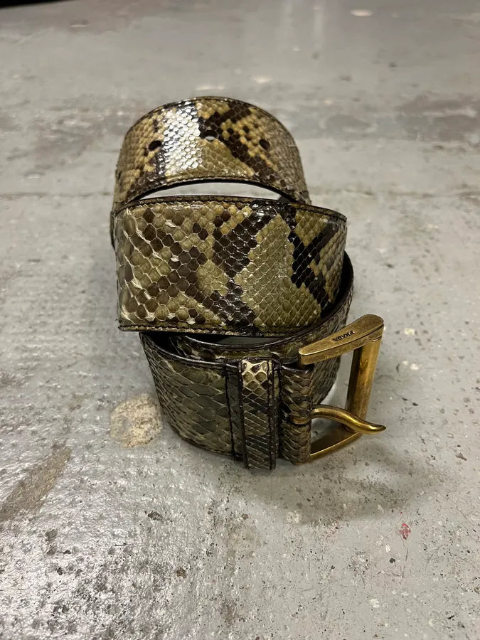 2000s Prada Genuine Python Olive Leather Belt eizLKno 1