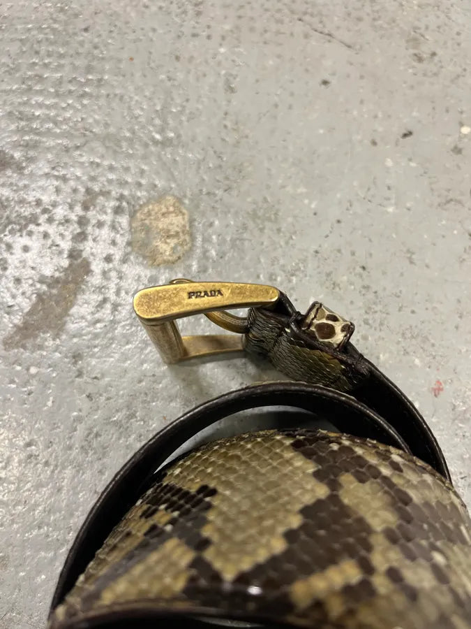 2000s Prada Genuine Python Olive Leather Belt eizLKno 8