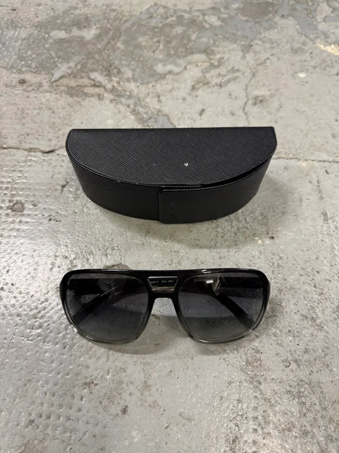 2000s Prada Gradient Black Aviator Sunglasses PJaSBdQ 0