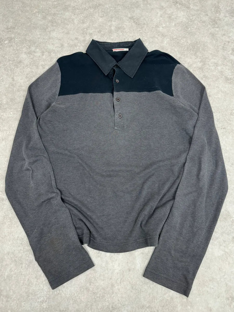 2000s Prada Grey & Black Polo Shirt RfmWQvy 0