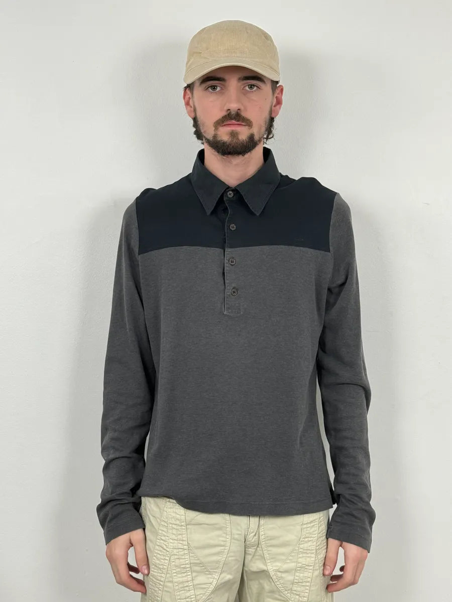 2000s Prada Grey & Black Polo Shirt RfmWQvy 1