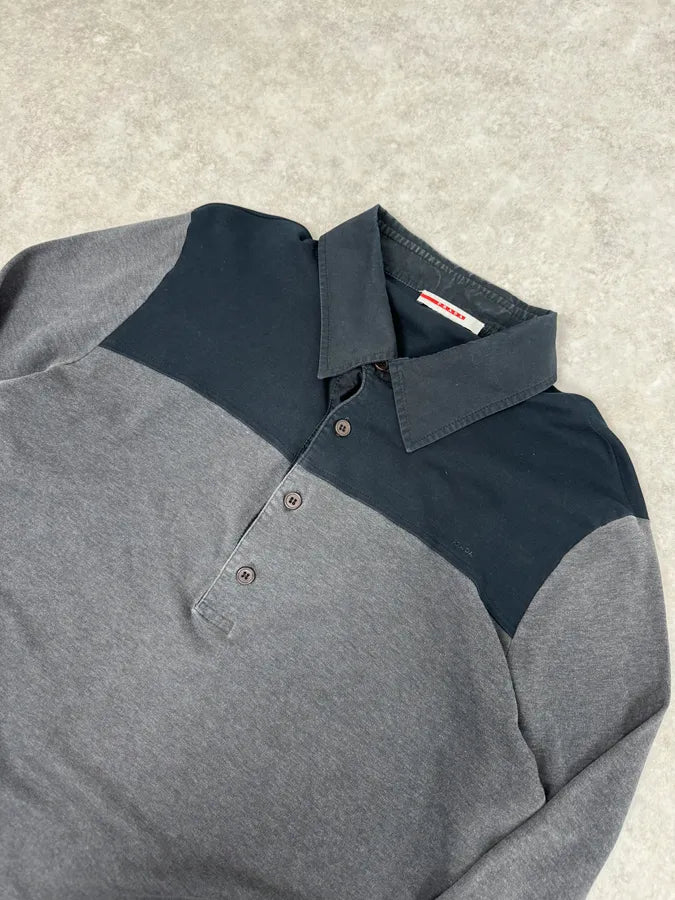 2000s Prada Grey & Black Polo Shirt RfmWQvy 4