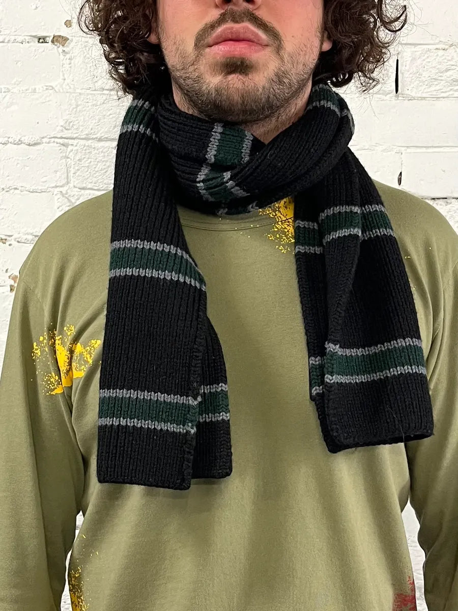 2000s Prada Grey & Green Wool Scarf uClCwzG 1