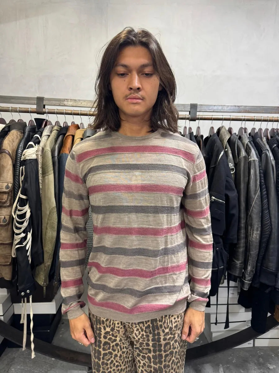 2000s Prada Grey & Pink Striped Sweater HNNVpzq 1