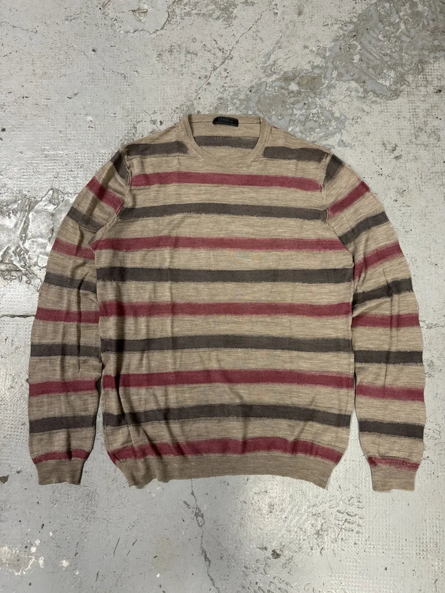 2000s Prada Grey & Pink Striped Sweater HNNVpzq 4