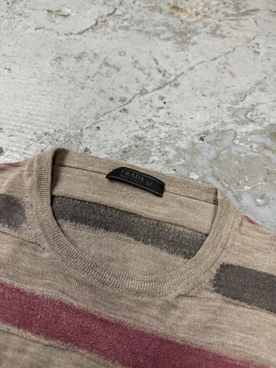 2000s Prada Grey & Pink Striped Sweater HNNVpzq 5