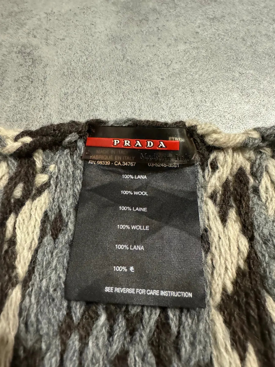 2000s Prada Grey Artisanal Wool Scarf wvSTHfU 2