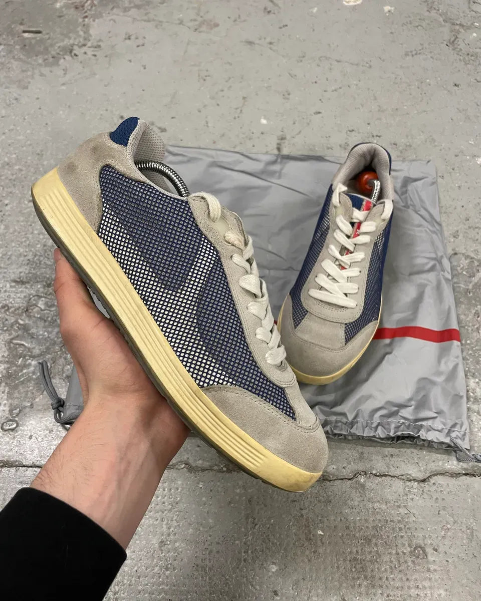 2000s Prada Grey Canvas America’s Cup Low Sneakers WgKNodP 0