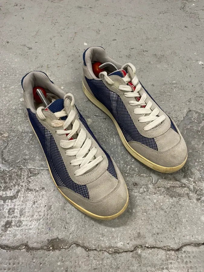 2000s Prada Grey Canvas America’s Cup Low Sneakers WgKNodP 3