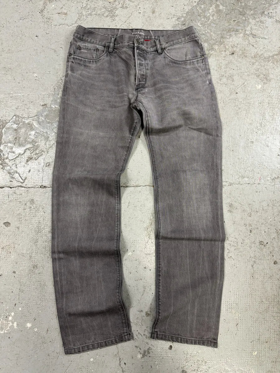 2000s Prada Grey Classic Regular Denim Jeans (L) wwLzLrm 3