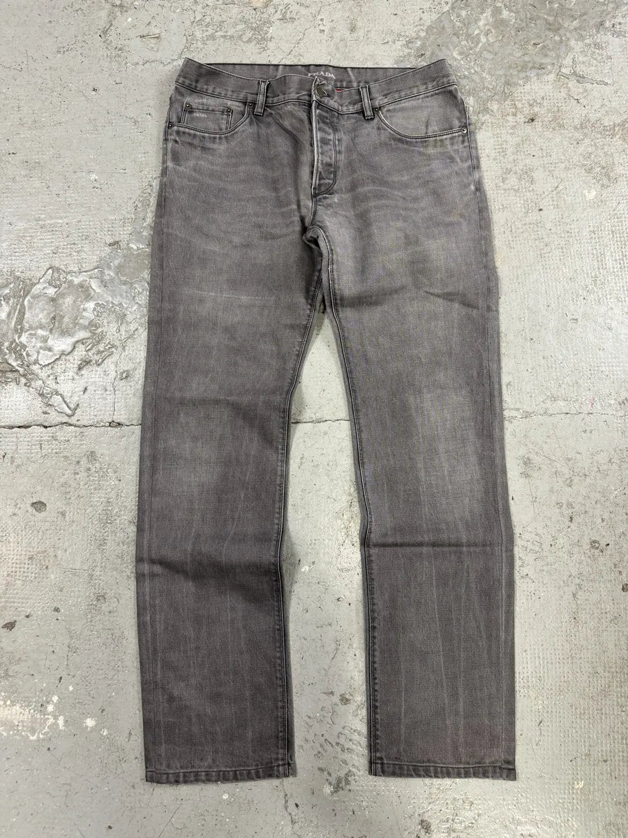 2000s Prada Grey Classic Regular Denim Jeans (L) wwLzLrm 5