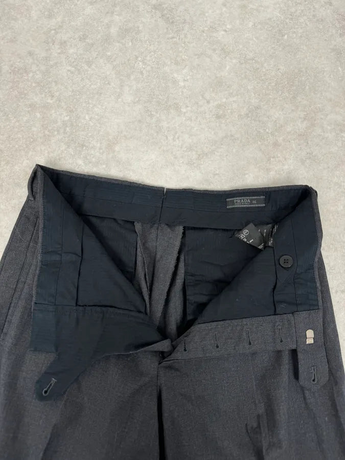 2000s Prada Grey Classy Wool Tailored Pants qPMmFrM 6
