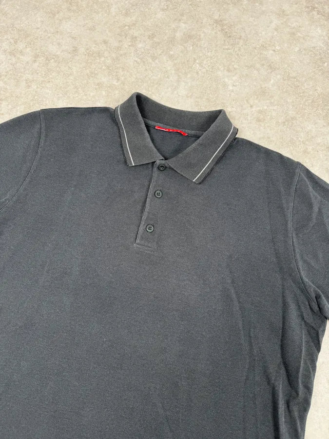 SS2007 Prada Grey Contrast Stitch Polo MBVAnYe 4
