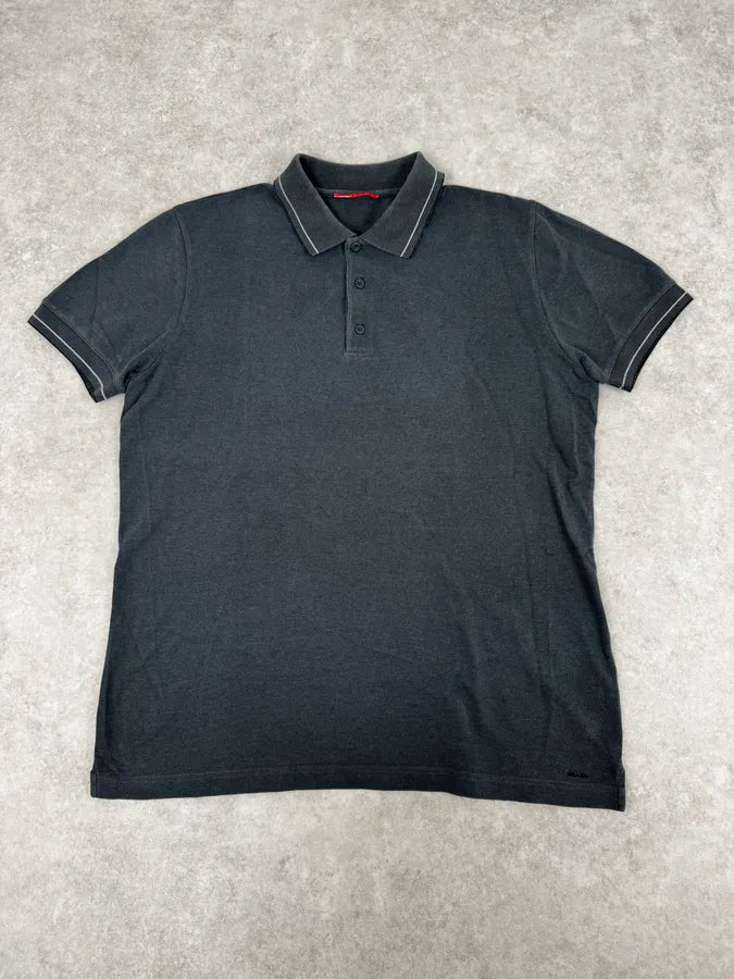 SS2007 Prada Grey Contrast Stitch Polo MBVAnYe 0