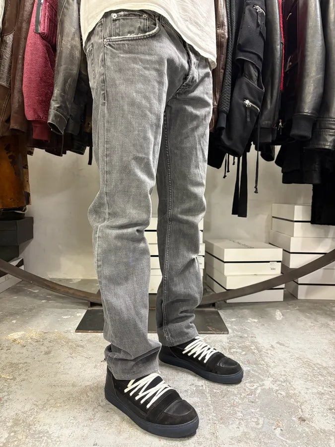 2000s Prada Grey Distressed Denim Jeans fqYPUOH 1
