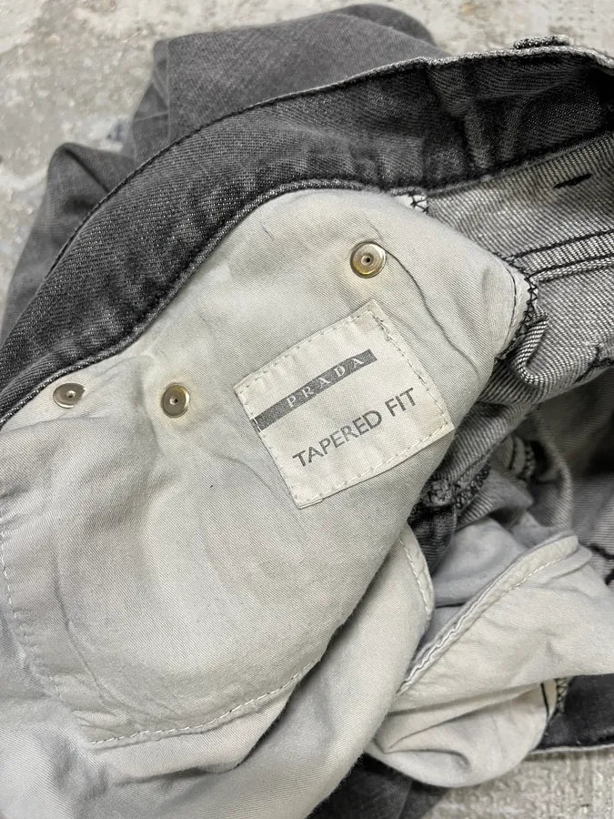 2000s Prada Grey Distressed Denim Jeans fqYPUOH 12
