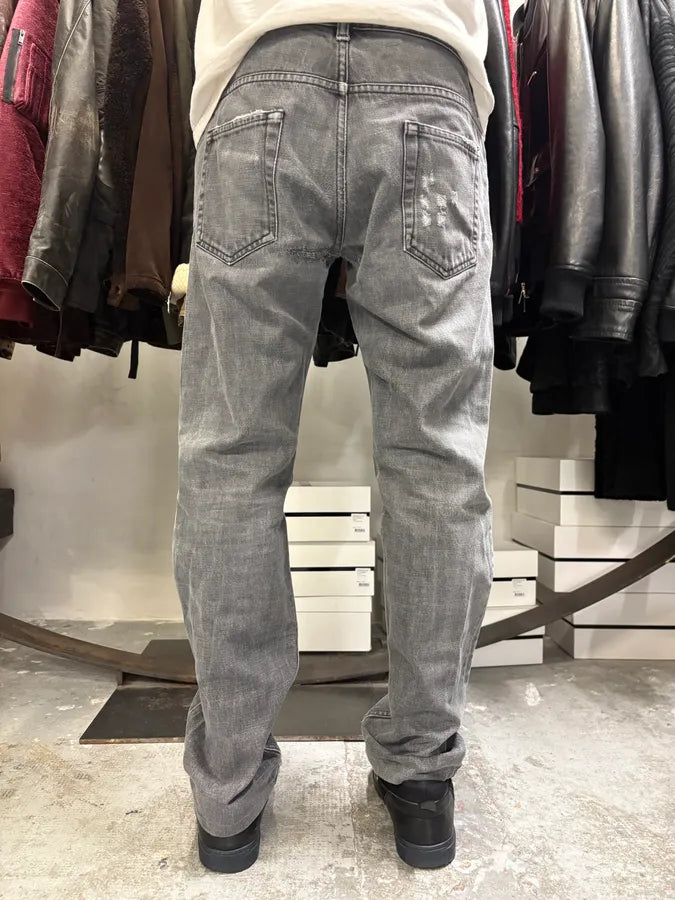 2000s Prada Grey Distressed Denim Jeans fqYPUOH 2