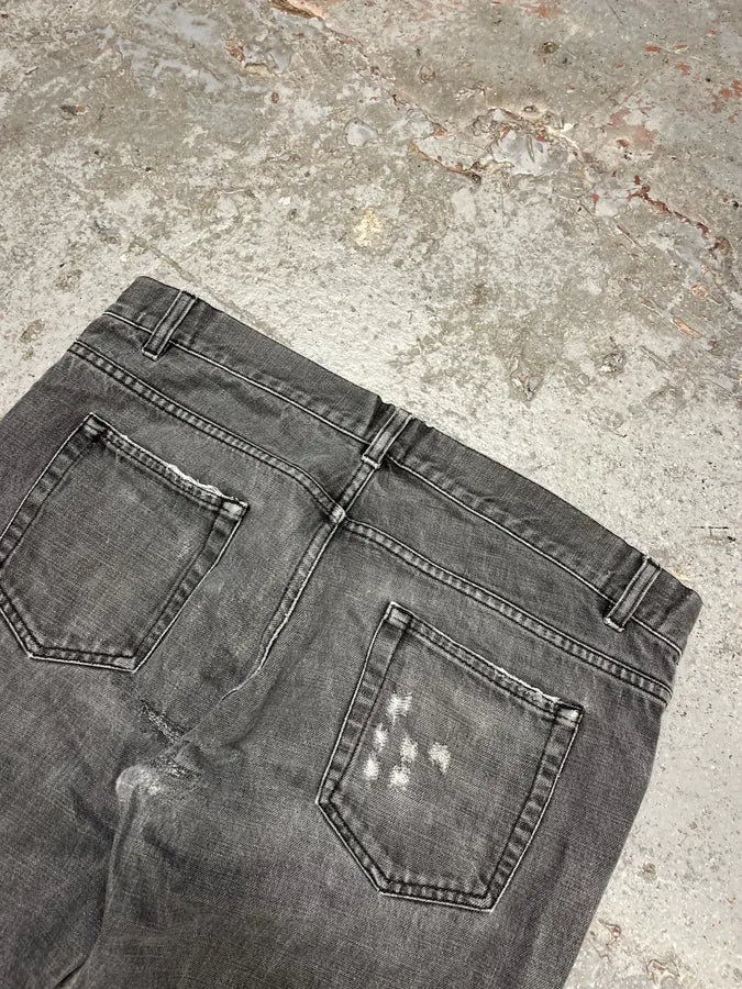 2000s Prada Grey Distressed Denim Jeans fqYPUOH 7