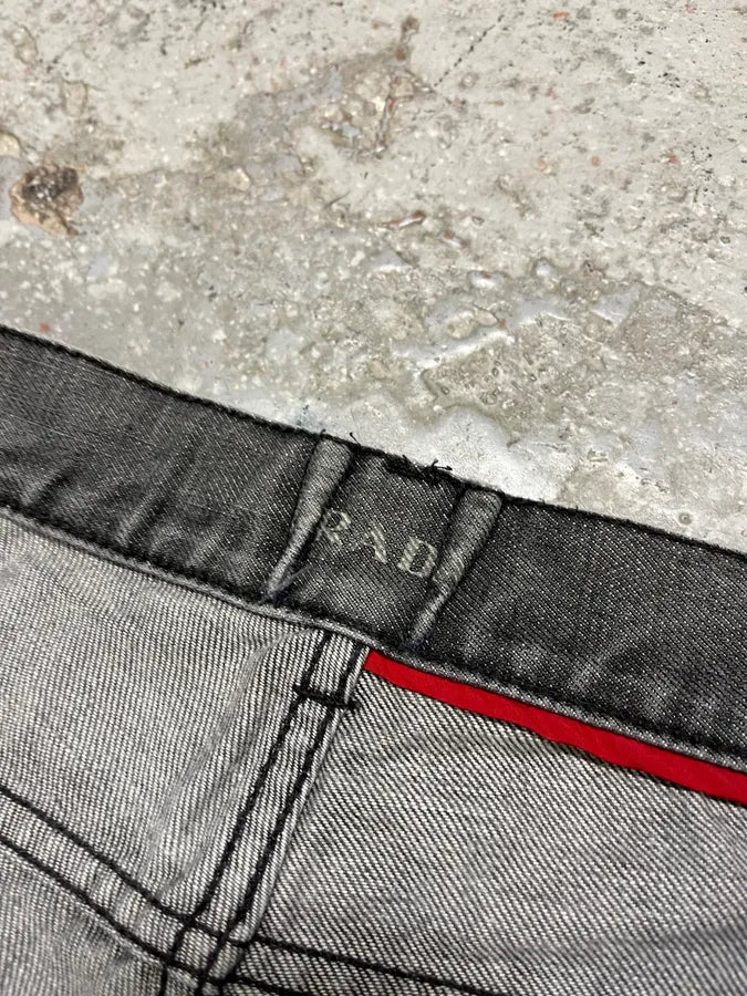 2000s Prada Grey Distressed Denim Jeans fqYPUOH 9