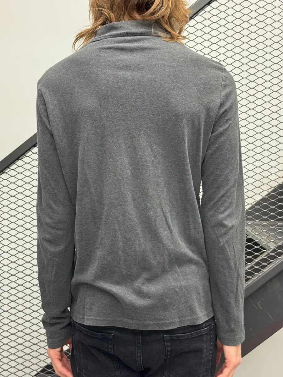 2000s Prada Grey Linea Rossa Contrast Stitch Longsleeve Polo gmFmogB 2