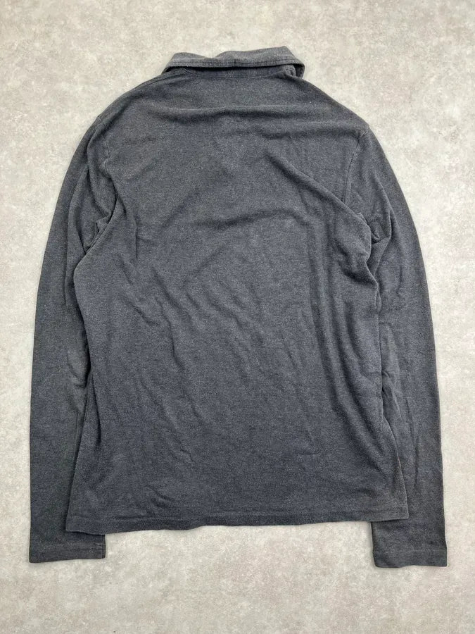 2000s Prada Grey Linea Rossa Contrast Stitch Longsleeve Polo gmFmogB 3