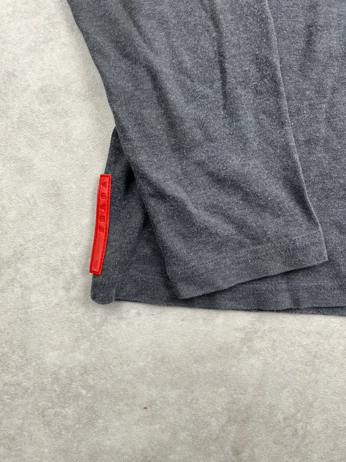 2000s Prada Grey Linea Rossa Contrast Stitch Longsleeve Polo gmFmogB 6