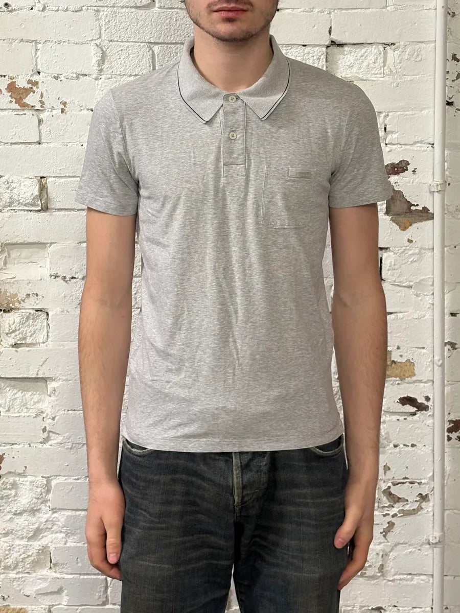 2000s Prada Grey Short Sleeves Polo Shirt HEwcpHI 0