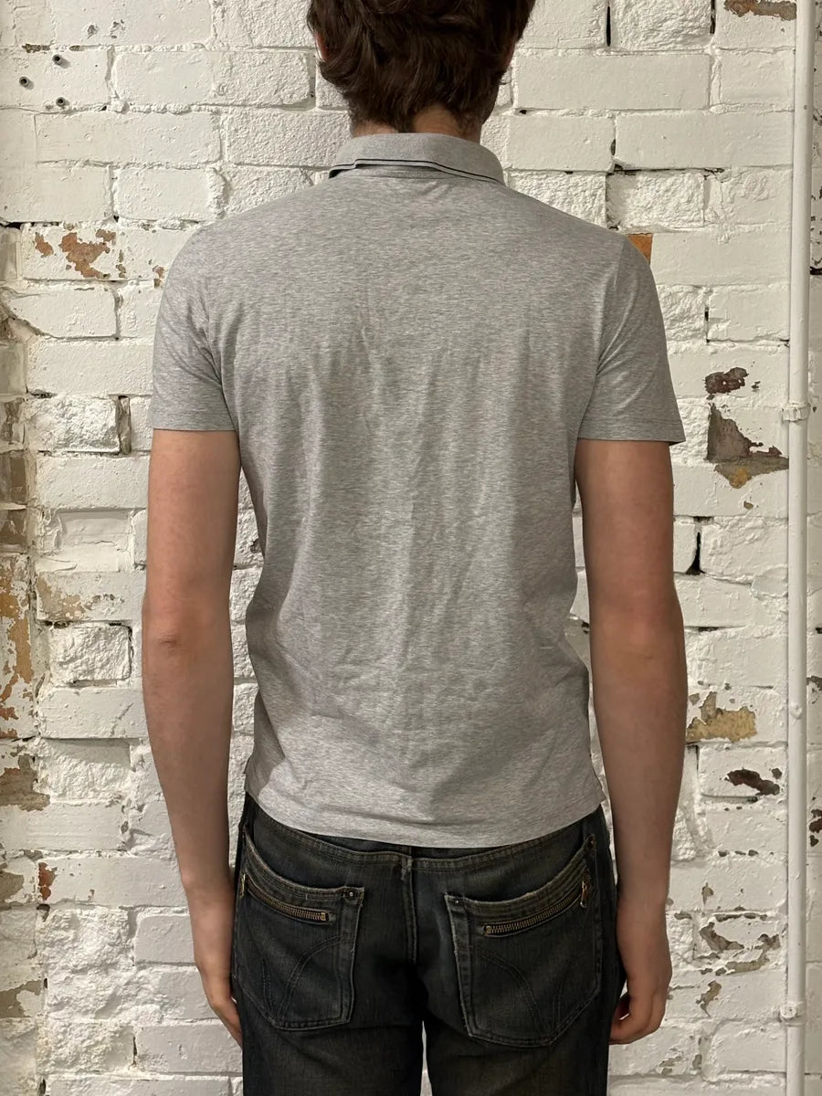 2000s Prada Grey Short Sleeves Polo Shirt HEwcpHI 1