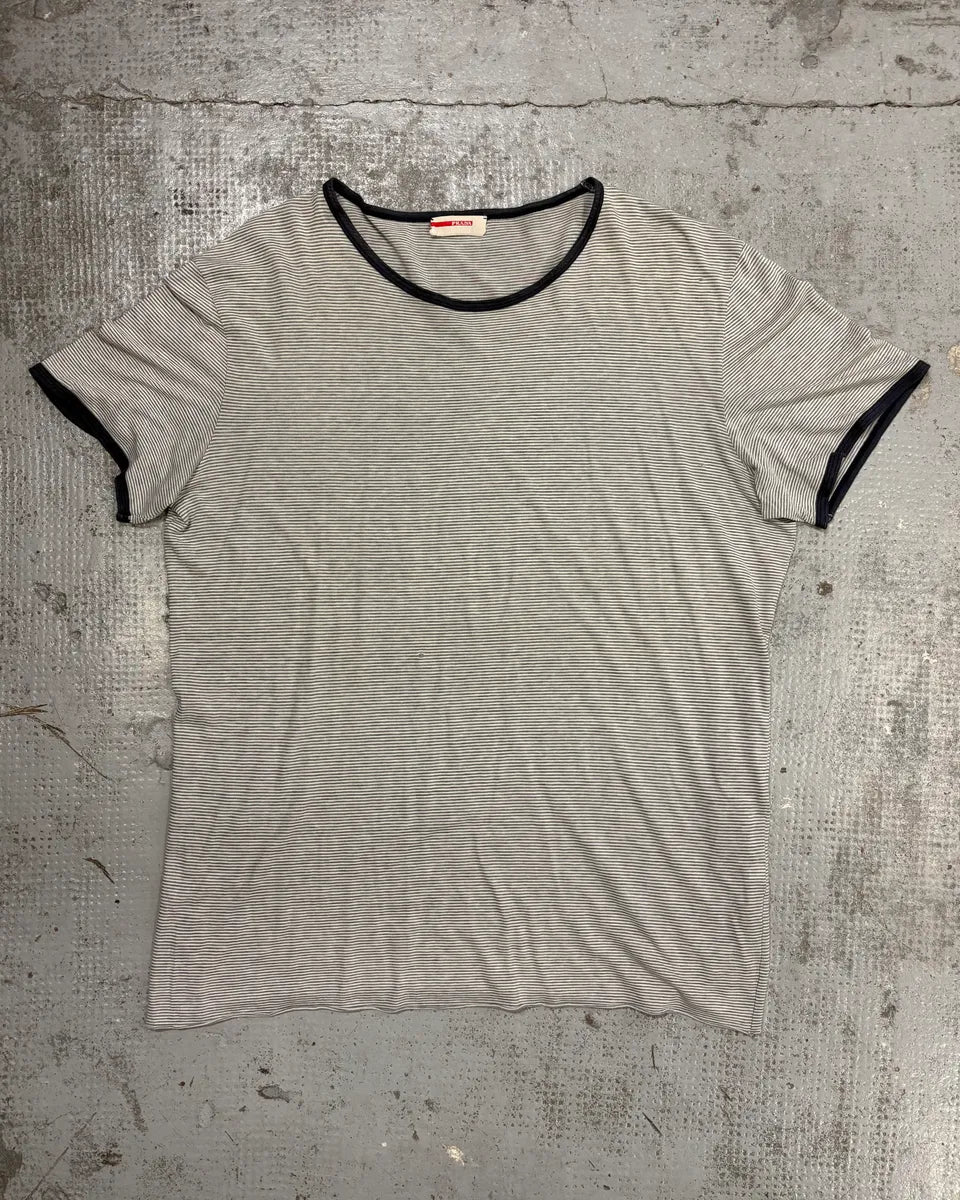 2000s Prada Grey Striped T-Shirt JSVsjgc 0