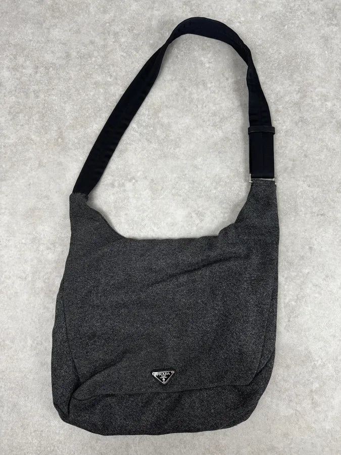 FW2000 Prada Grey Wool Technical Wool Crossbody Bag DpHFhyL 0