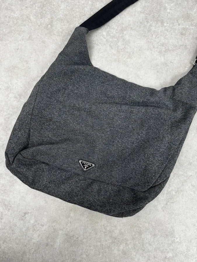 FW2000 Prada Grey Wool Technical Wool Crossbody Bag DpHFhyL 5