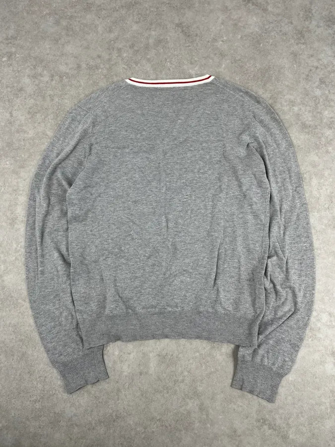 SS2007 Prada Grey V-Neck Contrast Trim Sweater MocUhpU 4