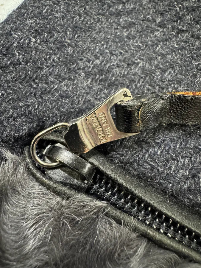 2000s Prada Grey Wool & Fur Cross Body Shoulder Bag jpfsnHD 8