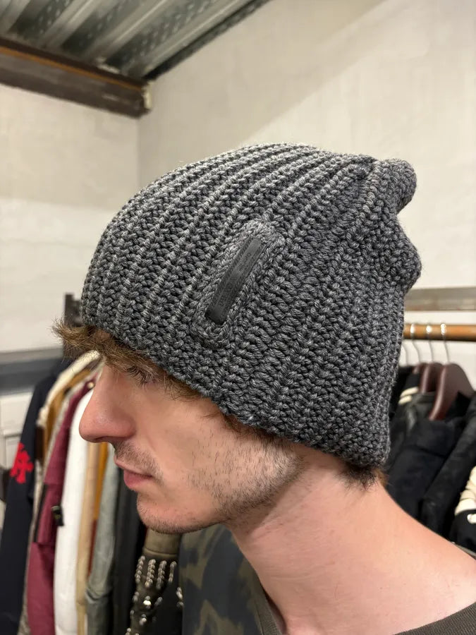 2000s Prada Grey Wool Beanie Hat oFdsoLC 3