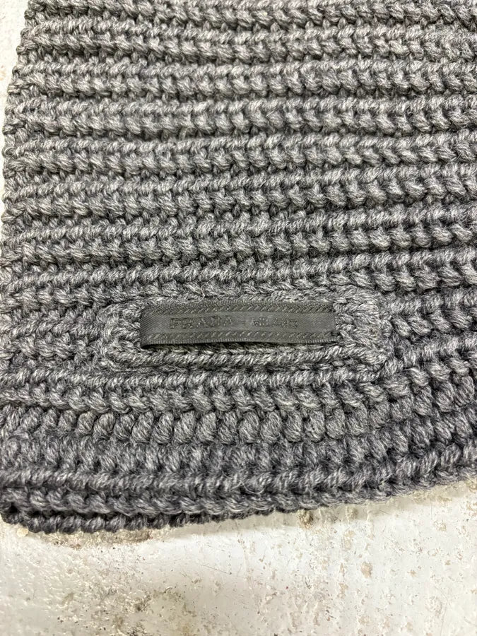 2000s Prada Grey Wool Beanie Hat oFdsoLC 6