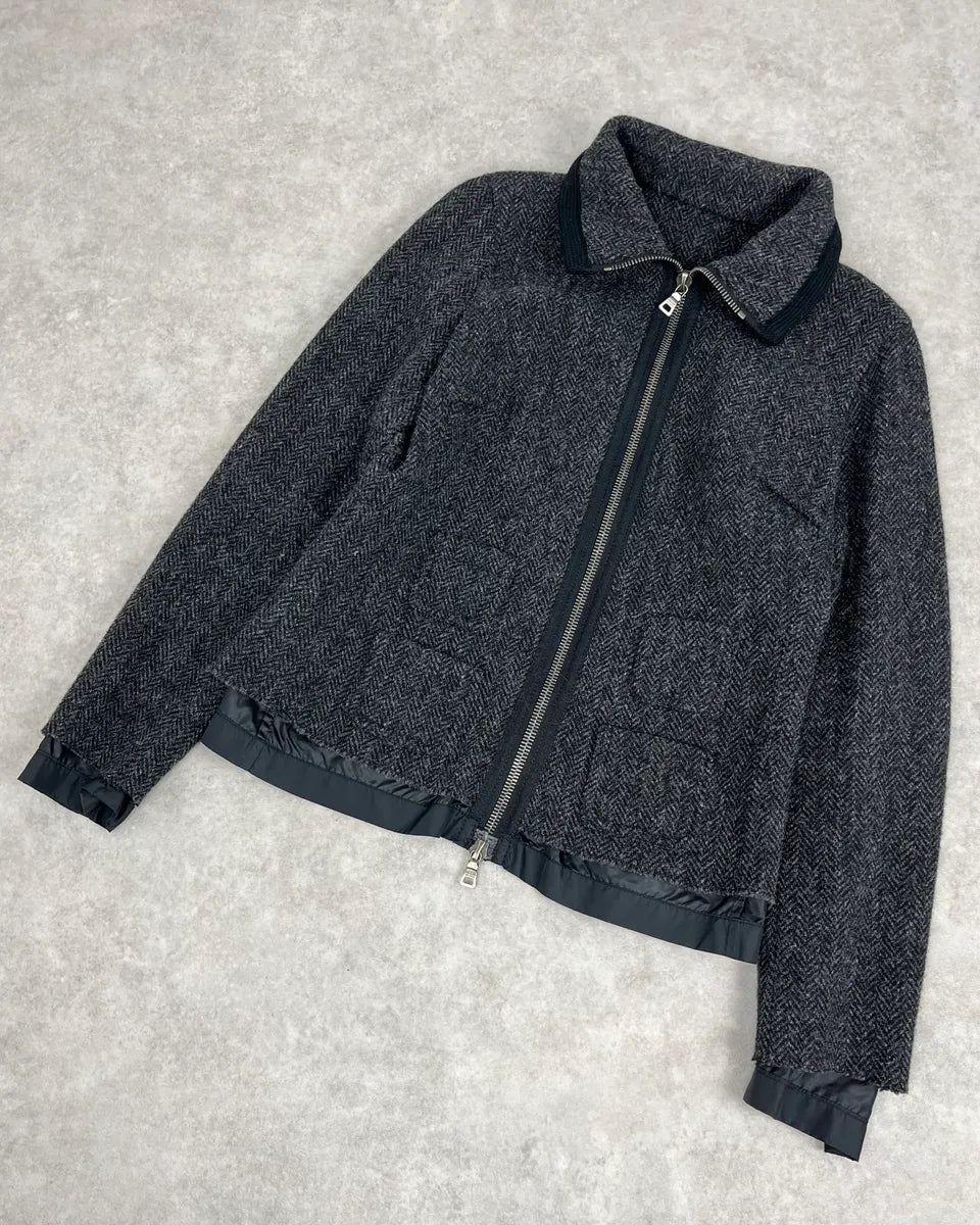 2000s Prada Grey Wool Hybrid Jacket GzHDCAE 4