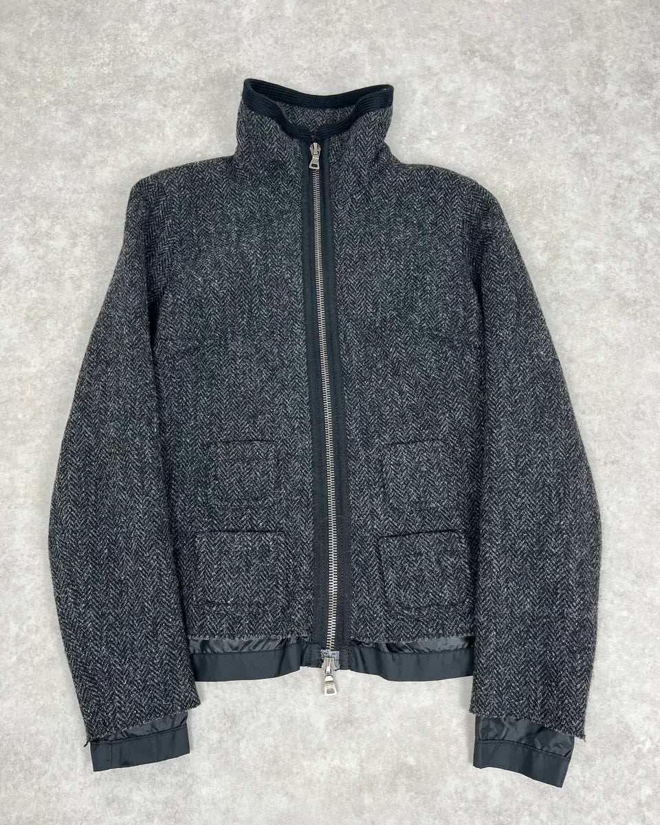 2000s Prada Grey Wool Hybrid Jacket GzHDCAE 0