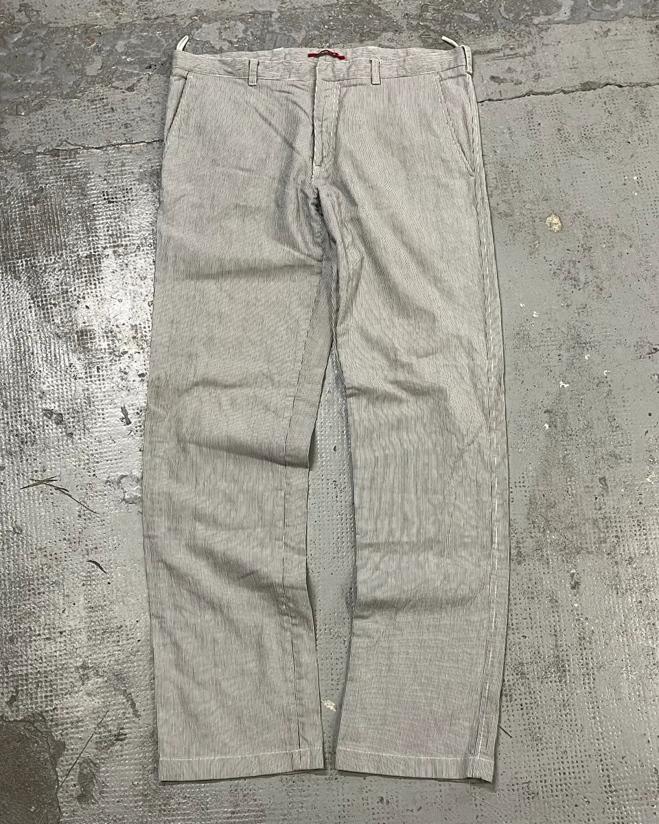 SS2006 Prada Grey/White Striped Chinos Cotton Minimalist Size 52 ToVYLlW 0