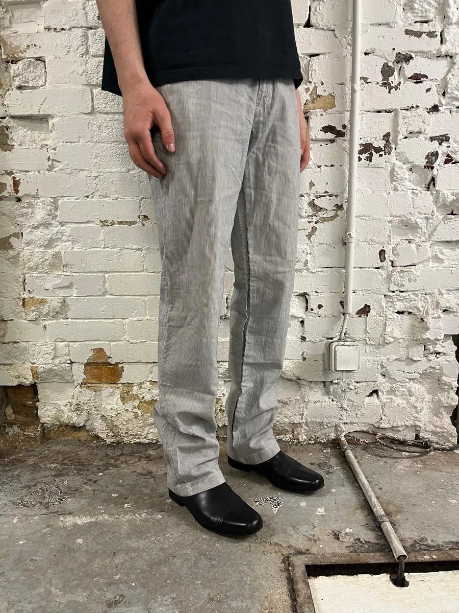 SS2006 Prada Grey/White Striped Chinos Cotton Minimalist Size 52 ToVYLlW 2