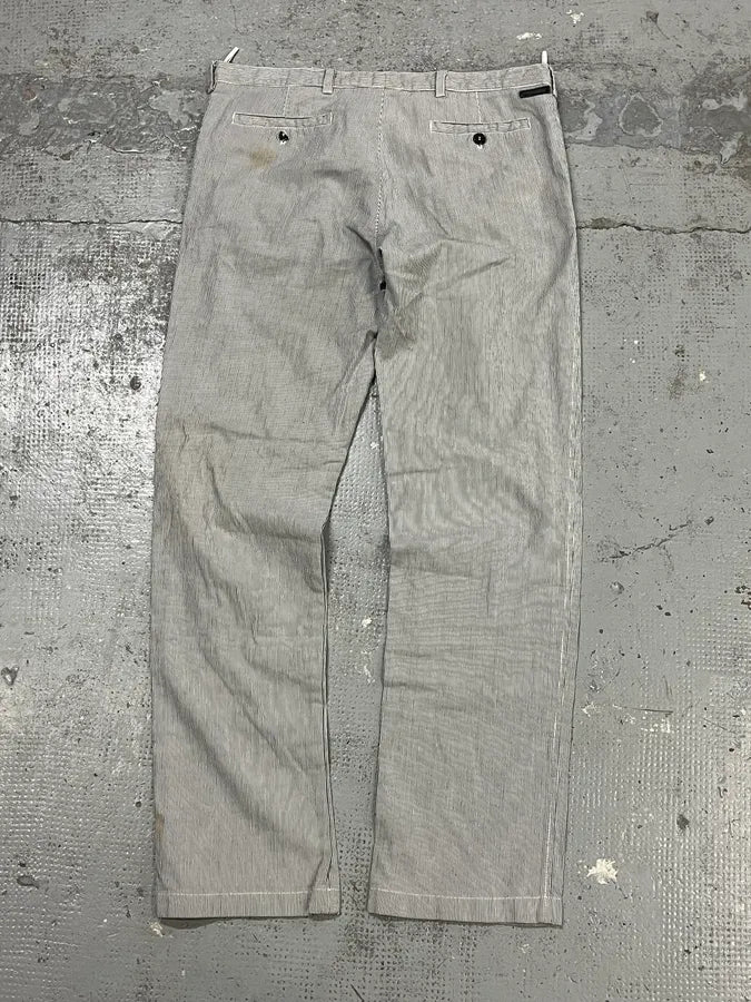 SS2006 Prada Grey/White Striped Chinos Cotton Minimalist Size 52 ToVYLlW 6