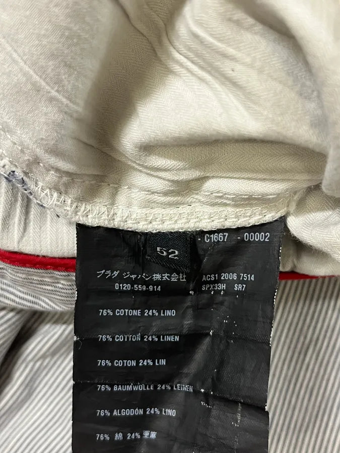 SS2006 Prada Grey/White Striped Chinos Cotton Minimalist Size 52 ToVYLlW 11