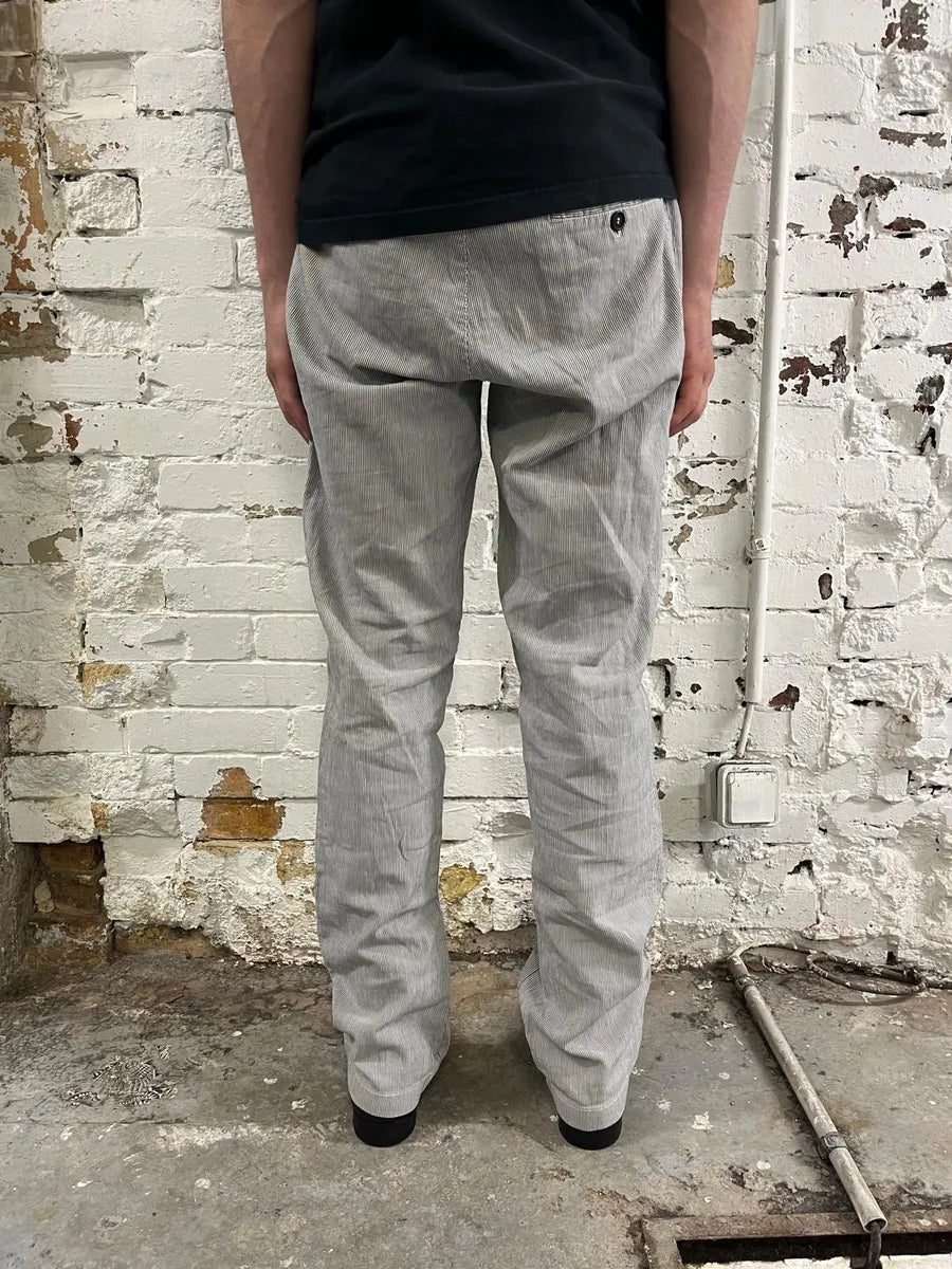 SS2006 Prada Grey/White Striped Chinos Cotton Minimalist Size 52 ToVYLlW 3