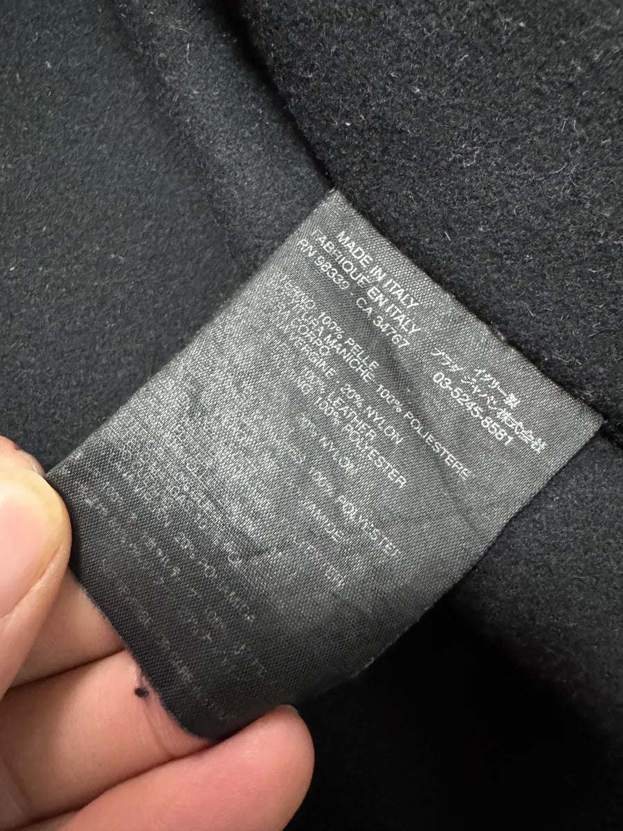 2000s Prada High Collar Black Leather Jacket (M) 11