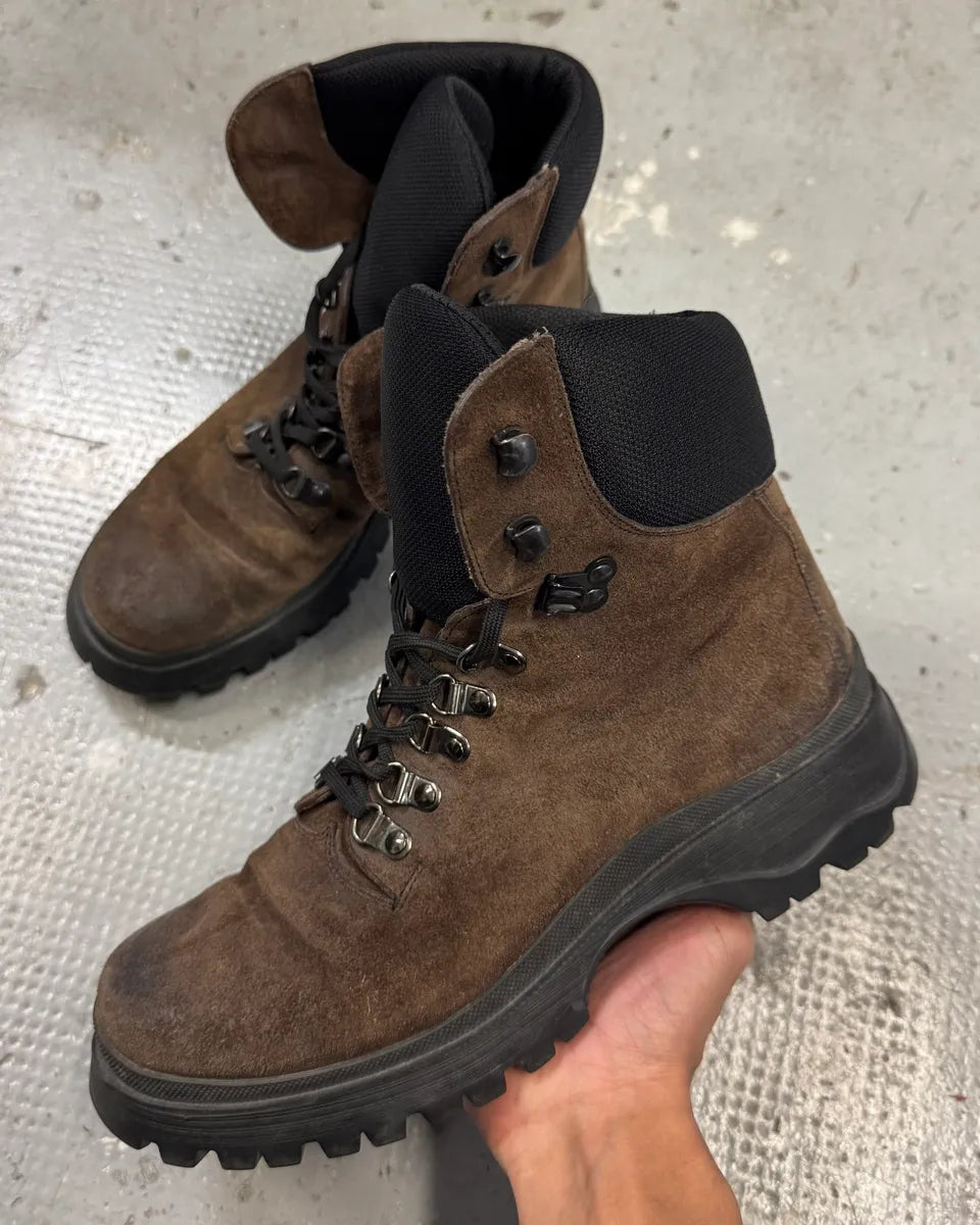2000s Prada Hiking Brown Suede Leather Boots HnkuWDD 0