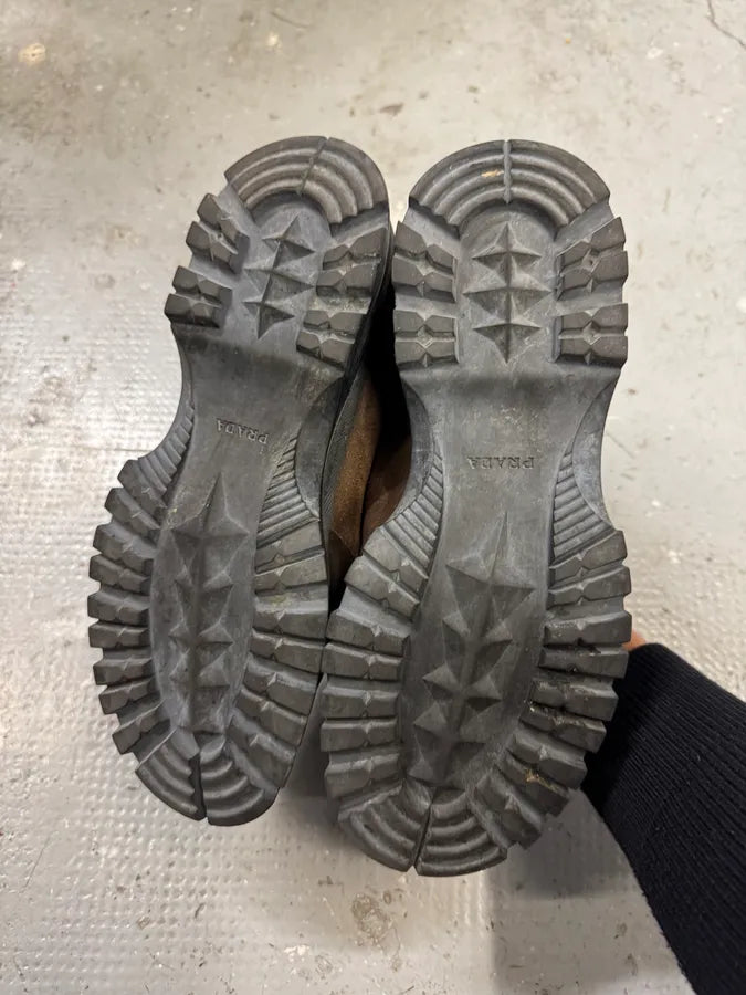 2000s Prada Hiking Brown Suede Leather Boots HnkuWDD 2