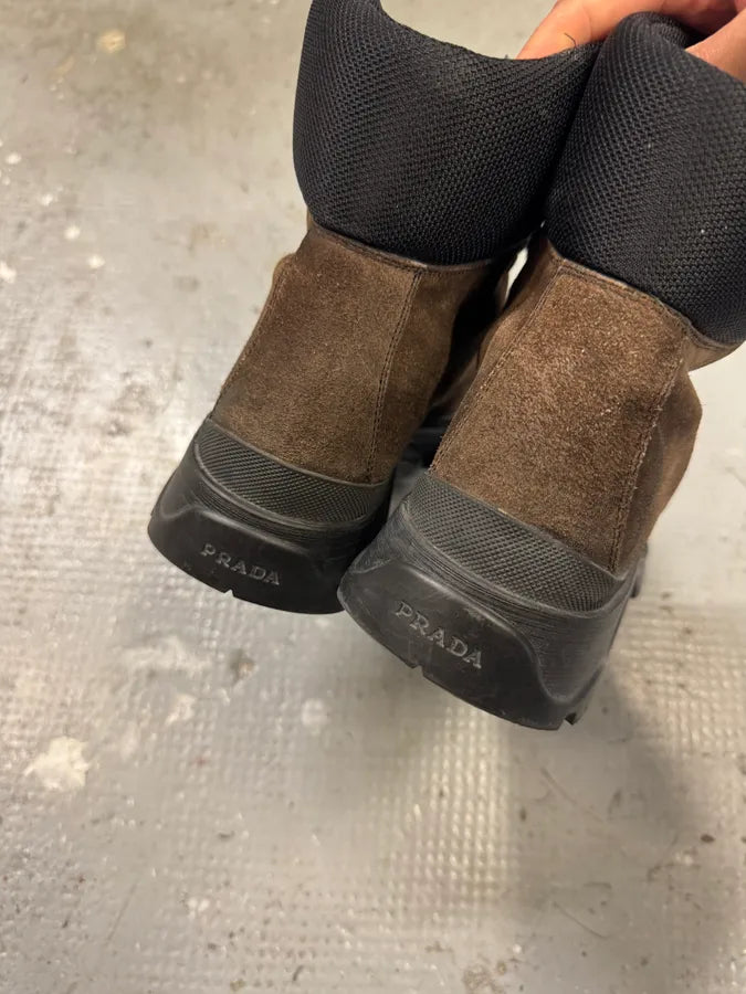 2000s Prada Hiking Brown Suede Leather Boots HnkuWDD 4