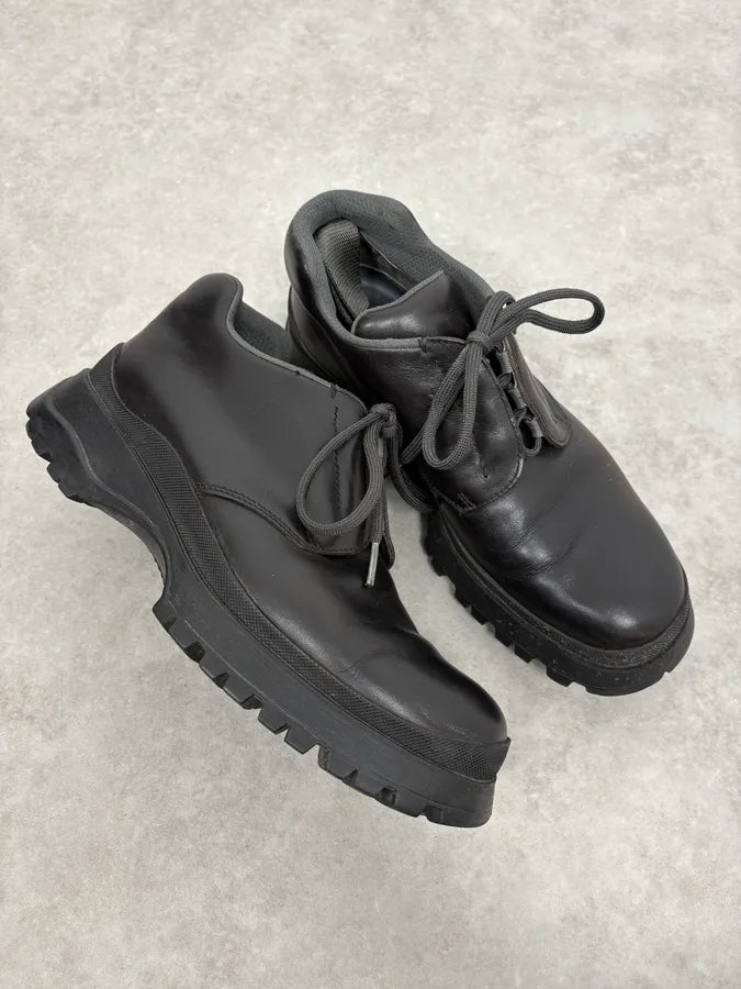 FW1999 Prada Black Prenium Leather Vibram Boots vyrRvnI 5