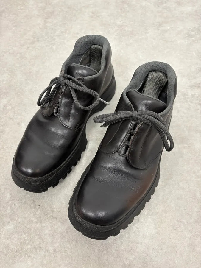 FW1999 Prada Black Prenium Leather Vibram Boots vyrRvnI 3